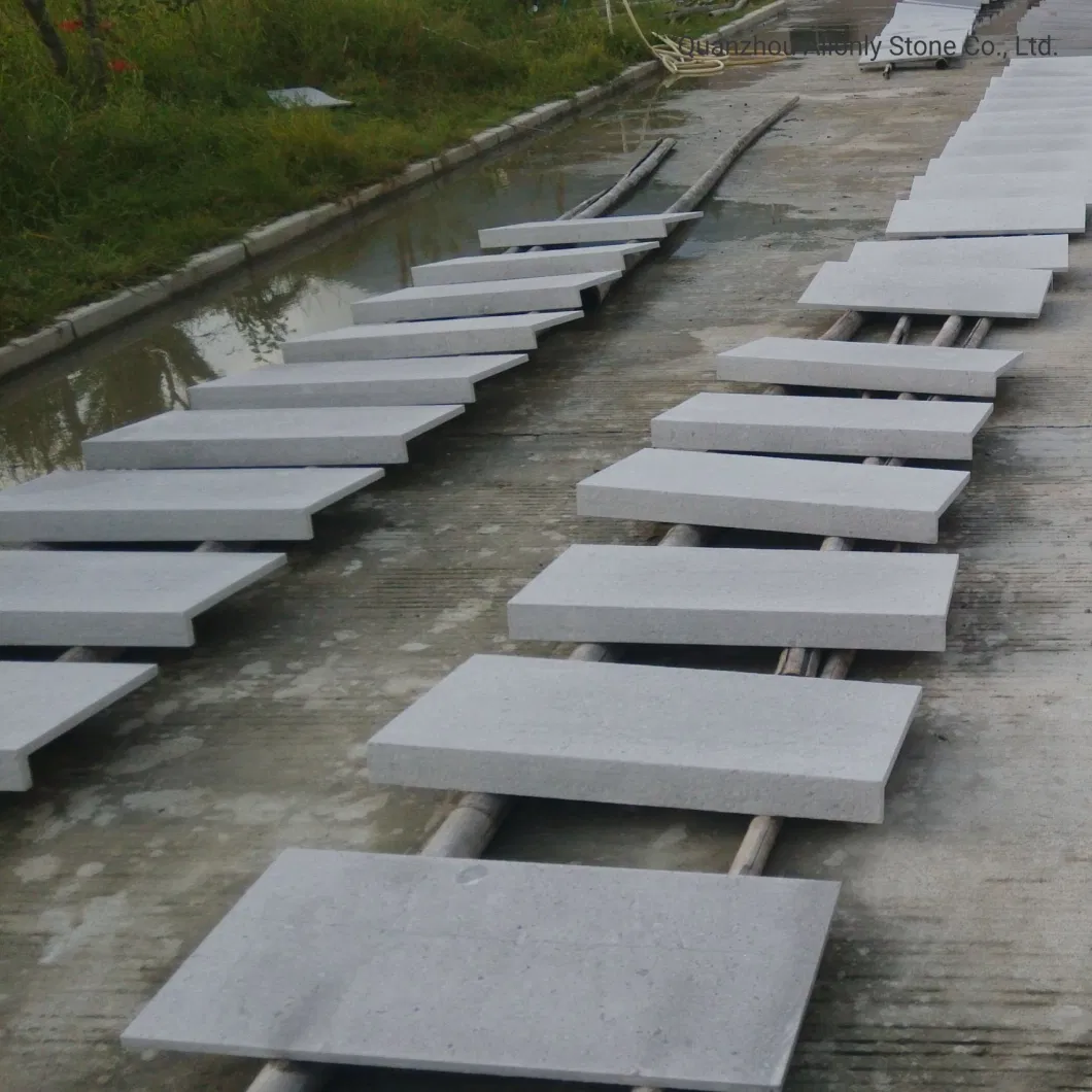 Honed Chinese White Grey Limestone Swimming Pool Tiles Bullnose Coping